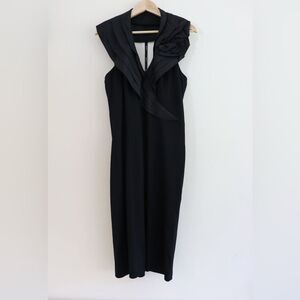 Tadashi Collection Dress Black Halter Neck Midi Dress Tiered Flower Size XL